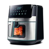 EUDAI Airfryer, 6,5 l, olievrije friteuse met venster, 8 programma's, led-display, touch-bediening, instelbare temperatuur, antiaanbakmand, timer, 1700 W, inclusief recept, roestvrij staal