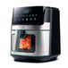 EUDAI Airfryer, 6,5 l, olievrije friteuse met venster, 8 programma's, led-display, touch-bediening, instelbare temperatuur, antiaanbakmand, timer, 1700 W, inclusief recept, roestvrij staal
