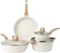 Set de cuisine - Set de 7 casseroles et poêles avec revêtement antiadhésif et poignées rester au frais pour la cuisson par induction