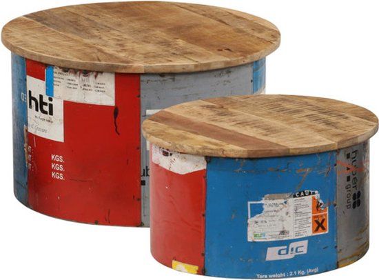 vidaXL Salontafels 2 stuks massief mangohout