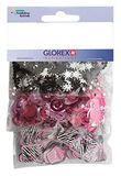Glorex 6 3800 787 pailletten mix, strooidecoratie, vormen en motieven passend bij verjaardag, 30 g roze gesorteerd, zwart/rood