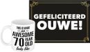 Bellatio Decorations Mok à café 70 Ans - Blanc Céramique - 300ml