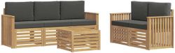 vidaXL Bankset van acaciahout, 6 zitplaatsen, wit en antracietkleurig, polyester