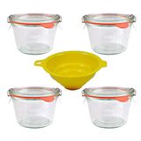 4 Mikken 4 weckglazen, ronde randglazen in valvorm, 250 ml, incl. accessoires