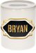 Bellatio Decorations Shoppartners Bv Spaarpot met voornaam Bryan - wit - met goud/zwart embleem - 8 x 9 cm - keramiek - met afsluitdop - cadeau verjaardag