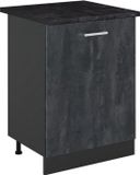 Vicco Keukenonderkast R-Line, Zwart beton/Antraciet, 60 cm met 1 deur antraciet werkblad