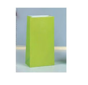 Unique Party Green Paper Party Bags - Pack of 12