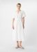 Comma - Midi-jurk van viscose met borduursel en ballonmouwen - Wit - Maat 40