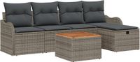 vidaXL Tuinbank - Set - 6 - st - Grijs - Poly - rattan