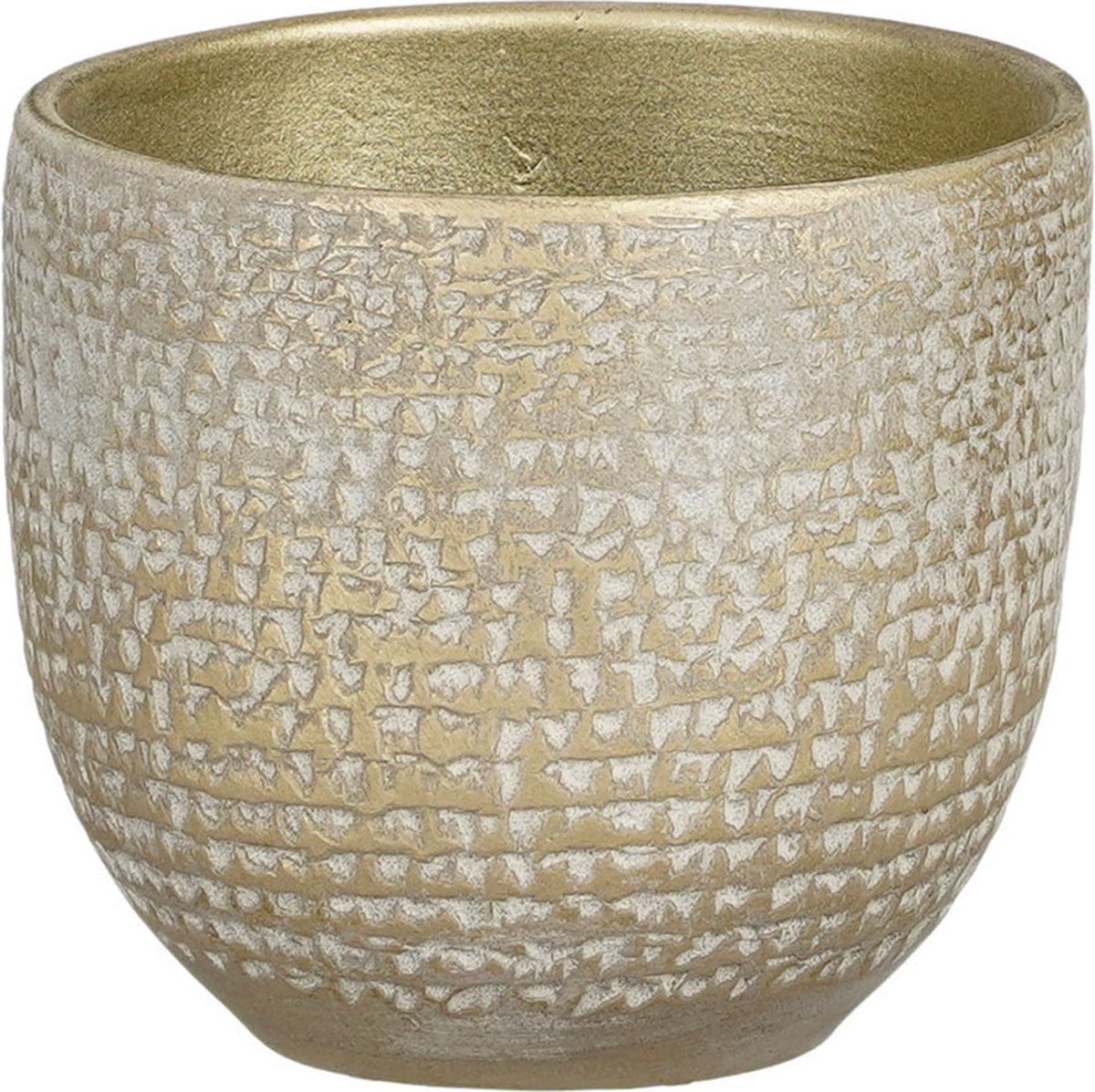 Mica Decorations - Plantenpot - terracotta - champagne - D14/H12 cm