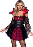 Leg Avenue Victorian Vampire Kostuum Dames, XL (Zwart rood)