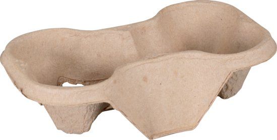 KlikA Draagtray | 2-vaks | 216x116x48mm | papierpulp | 50 stuks