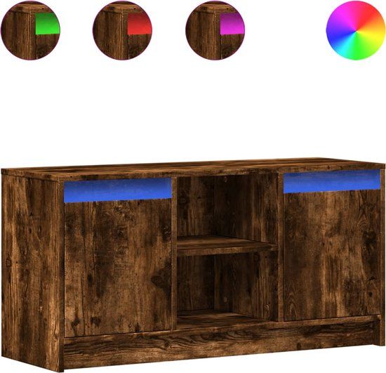 vidaXL Tv-meubel met LED, bewerkt hout, gerookt eikenkleur, 100x34x50 cm