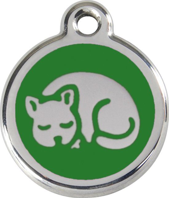 Red Dingo Kattenpenning 20 mm slapende kat groen
