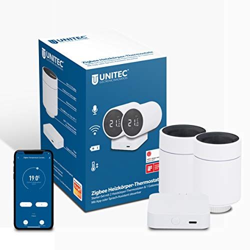 Unitec Smart radiatorthermostaat Starter Set 2 + 1 met LCD-display, compatibel met Amazon Alexa en Hey Google