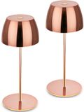 B.K.Licht BRILONER Serina mini - Set van 2 Tafellampen oplaadbaar - dimbaar - voor binnen & buiten - snoerloos - Ø8 x 20 cm - koperkleurig