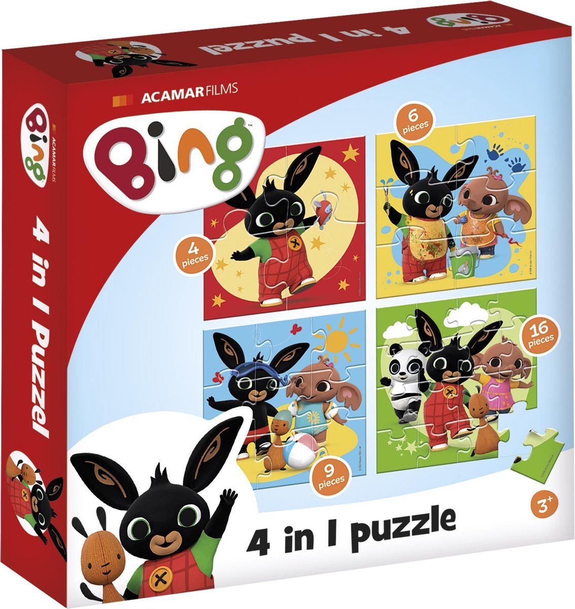 Bambolino Toys & Bing Bing - 4in1 puzzelset - 4x6x9x16 stukjes - kinderpuzzel