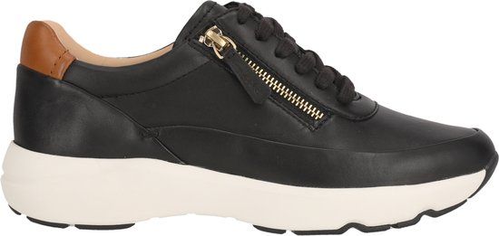 CLARKS Tivoli Vrouwen Lage Sneakers Zwart Leer Ritssluiting/Veters