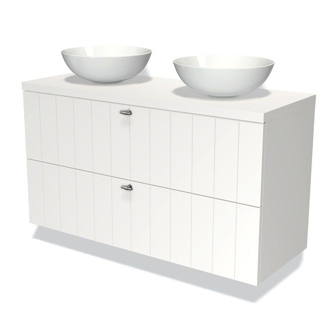 Maxaro Badkamermeubel Modulo Plato Mat Wit 120cm 2 Lades Lamel
