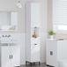 vidaXL Armoire de salle de bain haute Bois blanc Bois traité Métal 31,5 x 33 x 190 cm