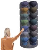 Merkloos Cap Rack - Organisateur de casquettes pour porte - Gris - Sac de rangement pour casquettes - Porte-chapeaux - Organisateur de casquettes - porte-chapeaux porte-manteau - système de rangement pour casquettes - 130 x 46 cm - Porte-casquettes - Porte-chapeaux - Organisateur de casquettes