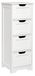 Armoire de salle de bain étroite, 4 tiroirs, en bois, blanche, dimensions : 30 x 30 x 82 cm