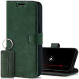 SURAZO Premium Hoes voor mobiele telefoon voor Xiaomi 13 Ultra 5G, klaphoesje van echt leer, met magneet, kaartenvak, RFID-bescherming, standfunctie, portemonneehoes, donkergroen