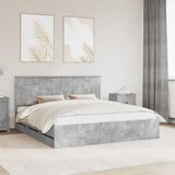 vidaXL Bedframe met lade Beton Grijs 200 x 200 cm Ingenieurshout