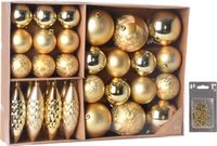 Merkloos / Sans marque Kerstballen en ornamenten - 31x st - goud - kunststof - incl. kerstbalhaakjes - kerstversiering