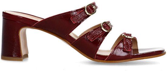 Sacha - Dames - Rode leren sandalen met hak en gespen - Maat 40