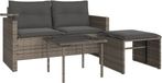 vidaXL Loungeset met kussens polyrotan gris