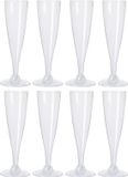Excellent Houseware Verres à Prosecco/Champagne - 8x - transparent - plastique - 130 ml - réutilisable