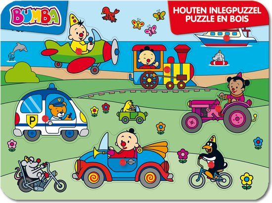 Top1Toys Bumba Houten Inlegpuzzel Voertuigen