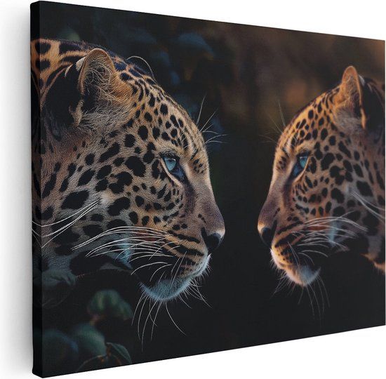 Artaza Canvas Schilderij Twee Luipaarden - 80x60 cm - Canvas Print
