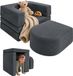 Merkloos Relaxdays Kinderfauteuil - 4-delig set - 65x40x65 cm - Ribfluweel - Donkergrijs