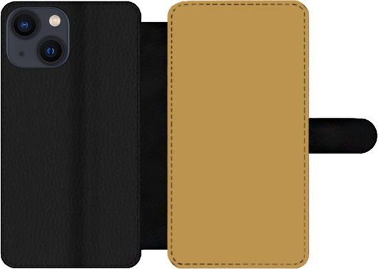Merkloos Bookcase iPhone 13 Mini Case - Ocher Yellow - Faux Leather - Wallet Case - 3 Card Slots - Wireless Charging