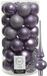 Decoris Lila Paars Kunststof Kerstballen 37x Stuks D6 Cm Incl. Glazen Piek Glans