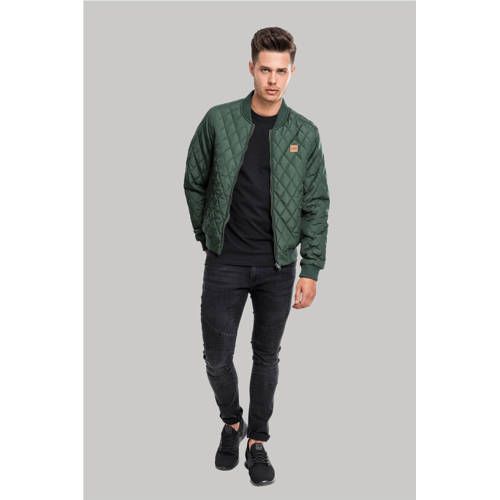 Urban Classics Diamond Bomber Jacket - Olive Green