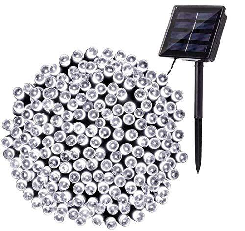 BrizLabs Lichtsnoer op zonne-energie, 22 m, 200 leds, waterdicht, 8 modi, decoratie voor tuin, terras, tuin, huis, bruiloft, Kerstmis, koud wit