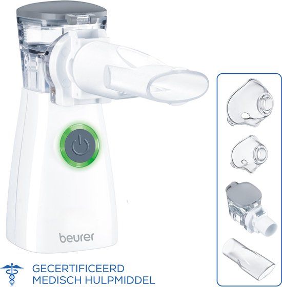 Beurer IH 57 Inhalator - Vernevelaar - Aerosoltoestel - Trilmembraan technologie - Oor volwassenen en kinderen - Verstelbare rotatie tot 45° - 3 Opzetstukken - Zelfreinigingsfunctie - Medisch product - 5 Jaar garantie