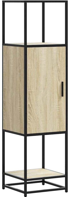 vidaXL Hoge kast 35,5x35x139 cm bewerkt hout en metaal sonoma eiken