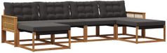 vidaXL Acacia Hout Loungeset Naturel et Noir 6-Personnes