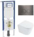 Geberit QeramiQ Dely Toiletset - 36.3x51.7cm - diepspoel - rimless - Geberit UP720 inbouwreservoir - softclose toilet zitting - 35mm - gunmetal bedieningsplaat - ronde knoppen - met Burda frame - glans wit