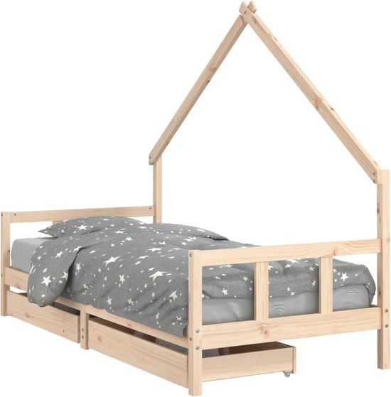 vidaXL Kinderbedframe 90x200 cm massief grenenhout - Eenpersoons - Hout - Naturel