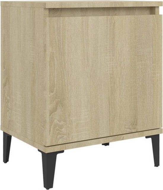vidaXL Nachtkastje met metalen poten 40x30x50 cm sonoma eikenkleurig