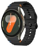 Wigento Samsung Siliconen horlogeband met golvend patroon, vervanging, voor Samsung Galaxy Watch 7, 44 / 40mm, zwart