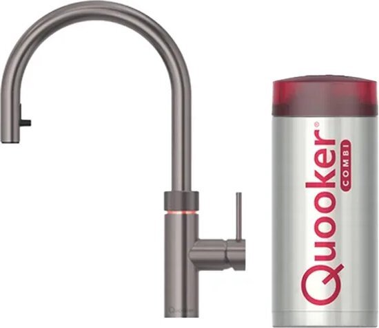 Quooker flex kokendwaterkraan - draaibare & uittrekbare uitloop - Combi reservoir - Warm / kokend water - gun metal 22XGME