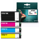 Evoke Compatible Ink for HP 976Y HP976 4X CMYK: Black, Cyan, Magenta, Yellow 1210 ml 56000 Pages Pagewide Managed P55250Dw P57750Dw