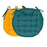 Atout Ciel Ronde stoelkussen, tweekleurig, D. 40 cm, eend/mosterdblauw