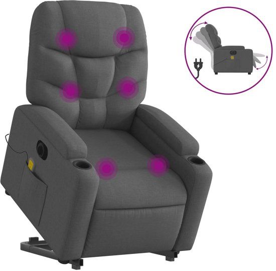 vidaXL Sta-op-massagestoel elektrisch verstelbaar stof donkergrijs